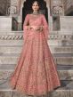 Peach Colour Net Fabric Designer Lehenga Choli.