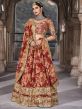 Red Colour Organza Fabric Bridesmaid Lehenga Choli.