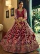 Maroon Colour Wedding Lehenga Choli in Velvet Fabric.