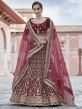 Maroon Colour Velvet Fabric Lehenga Choli.