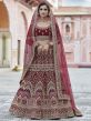 Maroon Colour Velvet Fabric Lehenga Choli With Embroidery,Hand Work.