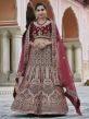 Maroon Colour Bridal Lehenga Choli in Velvet Fabric.