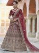 Maroon Colour Bridesmaid Lehenga Choli in Velvet Fabric.