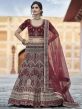 Maroon Colour Velvet Fabric Heavy Designer Lehenga Choli.