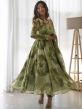 Green Floral Printed Anarkali Suit With Dupatta