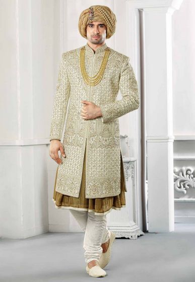 Buy designer hard work sherwani for groom