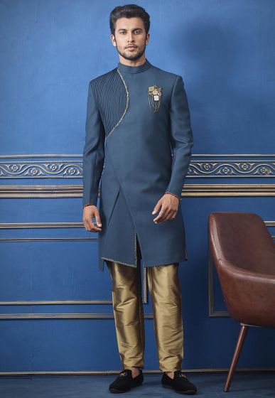 Blue Colour Men's Indowestern.