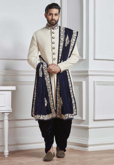 Fabulous White Color Designer Sherwani.