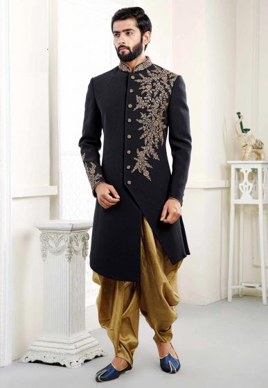 Embroidered Blue Indowestern