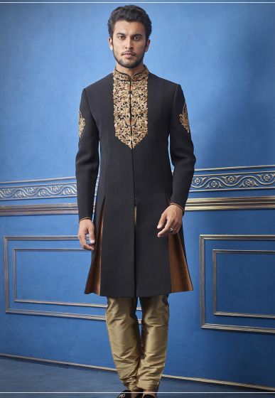 Exclusive Designer Men's Indowestern Black Colour.