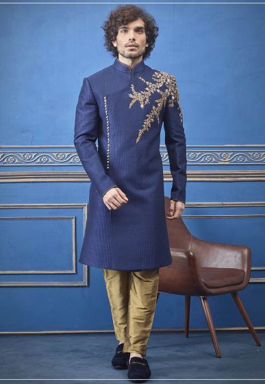 Blue Colour Imported Fabric Party Wear Indo.