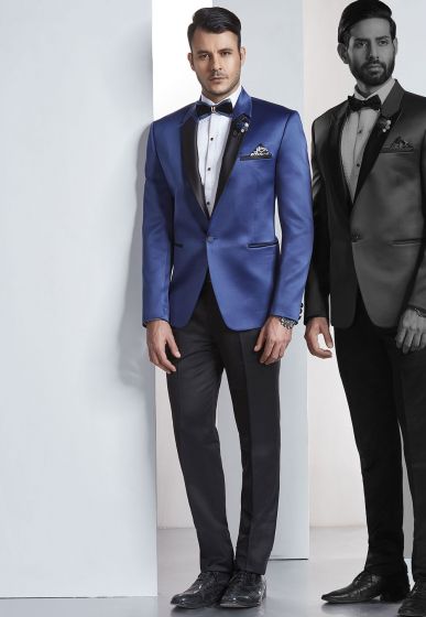 Designer Suits for Men Blue Color Tuxedo Suit