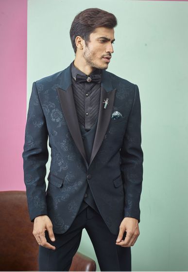 Green Colour Party Wear Designer Tuxedo Suit.