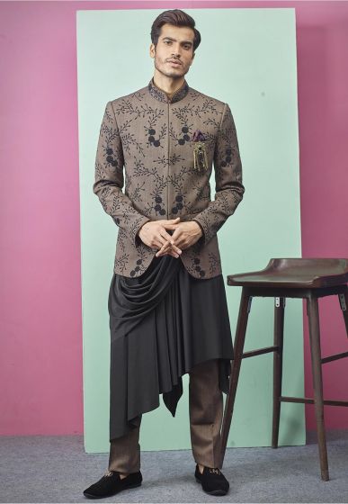Exclusive Designer Jodhpuri Suit Brown Colour.