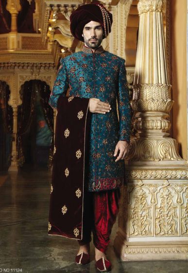 Green Color Designer Sherwani.