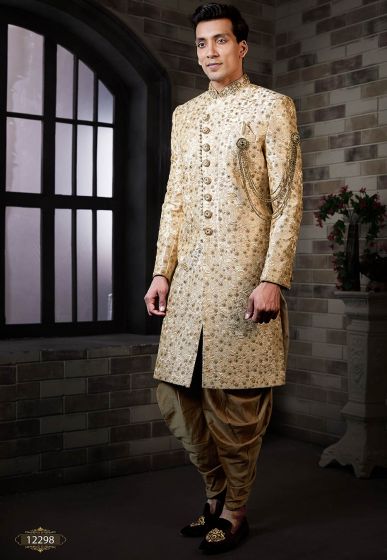 Indian Wedding Sherwani Golden Colour.