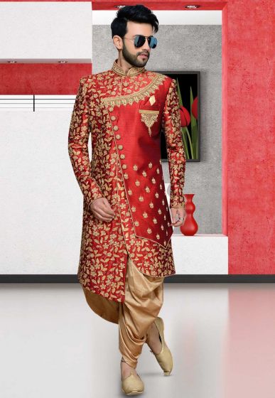 Red,Maroon Colour Designer Indowestern.