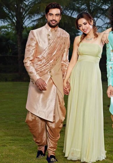 Golden Colour Men's Indowestern.