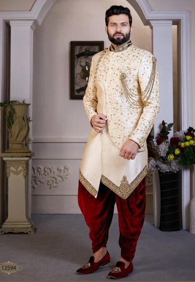 Indian Designer Wear Cream Colour.