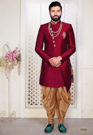 Exclusive Designer Men's Indowestern Maroon Colour.