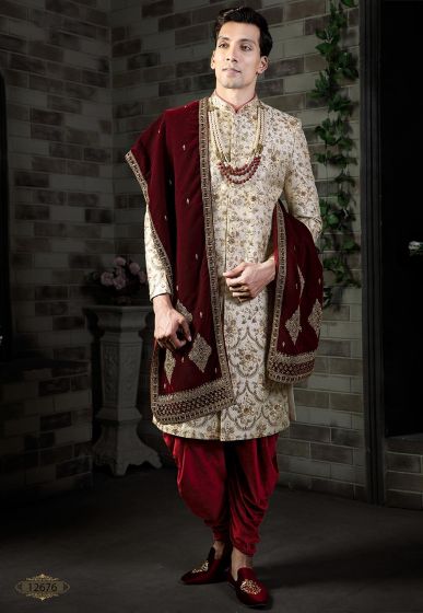 Exclusive Golden Colour Indian Designer Sherwani.