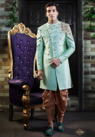 Turquoise Colour Men's Indowestern.