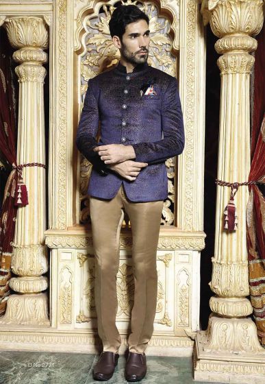 Buy Designer Suits for Men Blue Color Men's Jodhpuri Suit