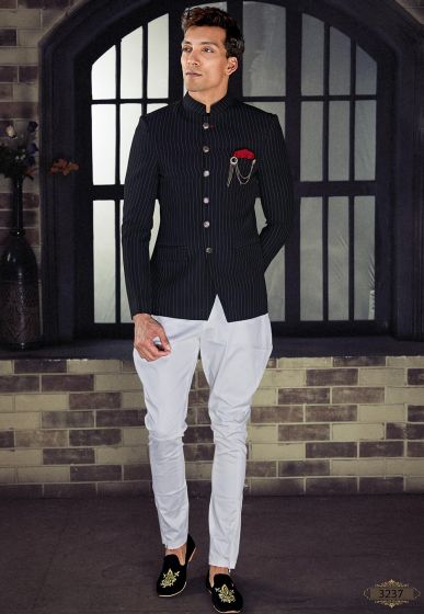 Black Colour Party Wear Jodhpuri Suit.