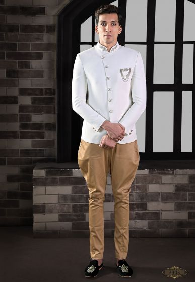 Exclusive Designer Jodhpuri Suit White Colour.