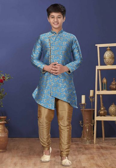 Silk Fabric Designer Boy's Indowestern.