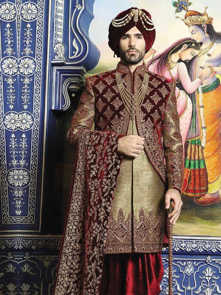 Antique Golden,Maroon Color