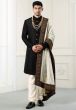 Buy designer Quilted indowestern sherwani in Black colour