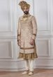 Buy latest designer sherwani in golden colour for groom