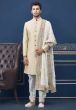 Cream Colour Men's Wedding Indo Sherwani.