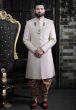 Cream,Off White Colour Latest Designer Groom Sherwani.