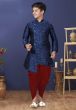 Jacquard Silk Fabric Kids Indowesten in Blue Colour.