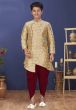 Golden Colour Silk Designer Kids Indowestern.