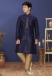 Blue Colour Silk Boy's Designer Kurta Pajama.