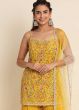 Yellow Embroidered Sharara Style Salwar Kameez