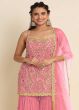Pink Thread Embroidered Sharara Suit