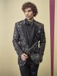 Black Colour Flower Design Tuxedo Suit.