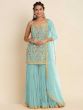 Blue Embroidered Sharara Suit In Georgette