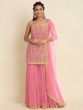 Pink Thread Embroidered Sharara Suit