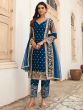 Blue Dori Embroidered Pant Style Salwar Kameez