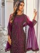 Purple Dori Embroidered Pant Style Salwar Kameez