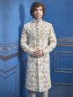 Cream Colour Silk Indian Designer Sherwani.