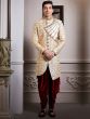 Cream,Golden Colour Designer Indo Sherwani.
