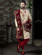 Cream Colour Wedding Sherwani.