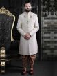 Cream,Off White Colour Latest Designer Groom Sherwani.