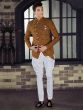 Golden,Brown Colour Brocade Jodhpuri Suit.